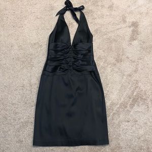 Caché Silk Black Corset Halter Dress